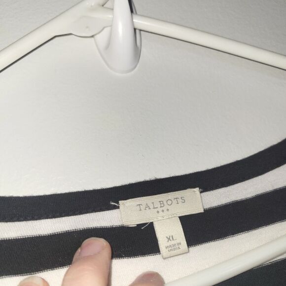 Talbots Black White Stripe Faux Wrap Maxi Dress XL - Picture 5 of 10